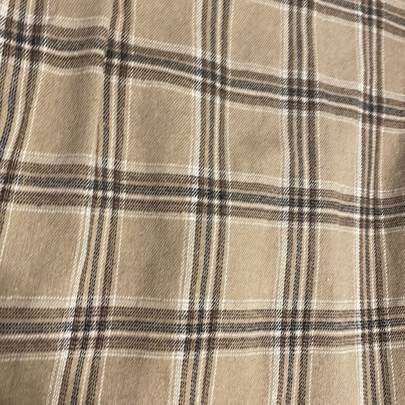 Size large knee length dress, some plaid stripes white brown and navy. - Picture 2 of 2